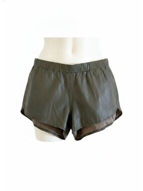 Burning Torch Lambskin Leather Silk Lined Shorts Green Size M